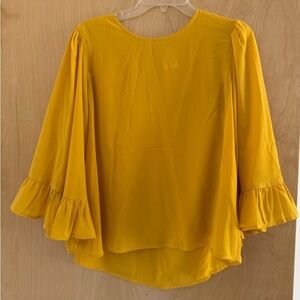 Japna Mustard Yellow Blouse with Flared Sleeves